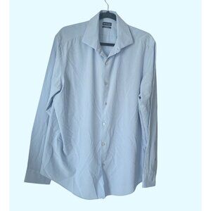 Van Heusen Mens Traveler Slim Fit Light Blue Long Sleeve Dress Shirt 4-Way Stret